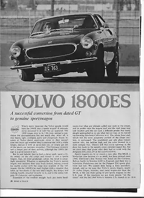 1972 Volvo 1800 E Vintage Print Ad And 2 Page Road Test Of 1972 Volvo 1800 ES • $4.99