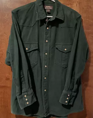 Moose Creek Mens Western Heavy Flannel Green Snap Cowboy Chamois Med. • $17.99