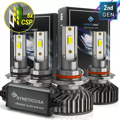 Syneticusa 9005 9006 Combo CSP LED Headlight Bulb Kit High Power 6000K White • $45.44