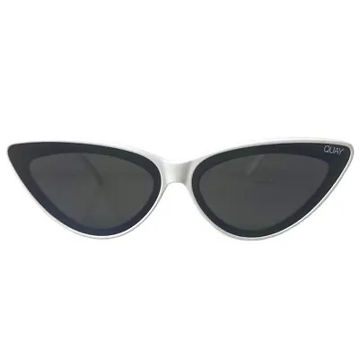 Quay Australia Flex White Cat Eye Sunglasses Glam Black Lens Festival Sunnies • $59