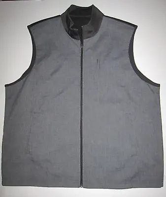 Mens Vest Black & Gray 3xl Reversible With 3 Pockets On Each Side Dressy Poly • $19