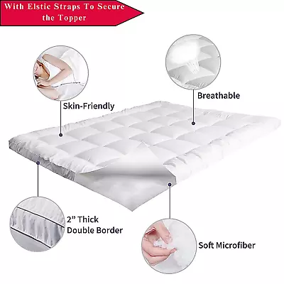 Quilted Mattress Topper Queen Size Bed Mattress Pad Topper Twin King All Sizes • $25.49