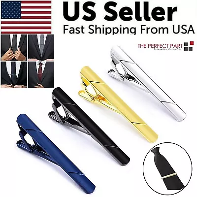 4PCS Mens Stainless Steel Tie Clip Necktie Bar Clasp Clamp Pin Gold Black Silver • $10.29