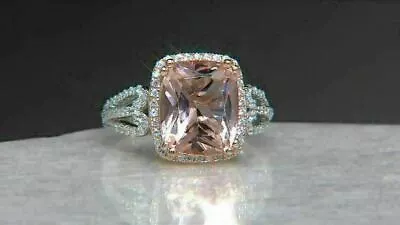 3ct Cushion Cut Lab Created Morganite Womens Wedding Ring 14k  White Gold Plated • $83.93
