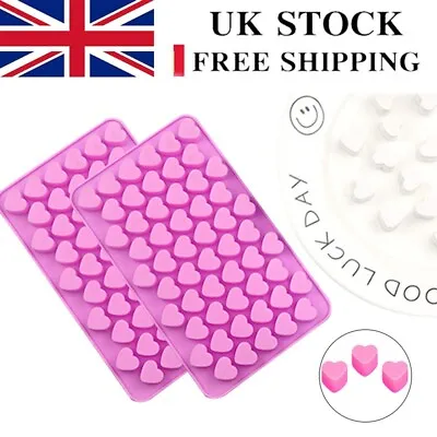 55 Wax Melt Mould  Hearts Silicone Chocolate Mold Baking Valentine Jelly Ice DIY • £2.39