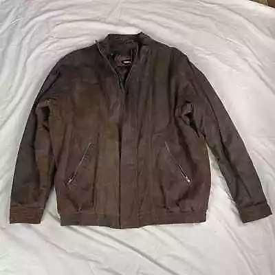 Vintage King Size 3XL Tall Dark Brown Leather Jacket • $50