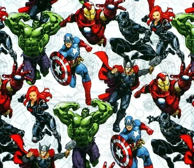 $3 • Buy 11  Remnant Marvel Fabric  Avengers Unite  Black Panther Hulk Avengers Iron Man 