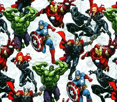 Fat Quarter Marvel Fabric  Avengers Unite  Black Panther Hulk Avengers Iron Man  • $2.99