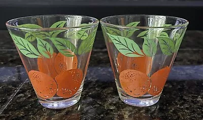 Two Vintage MCM Bartlett Collins Tapered Orange Juice  Glasses EUC 🍊 • $14.99