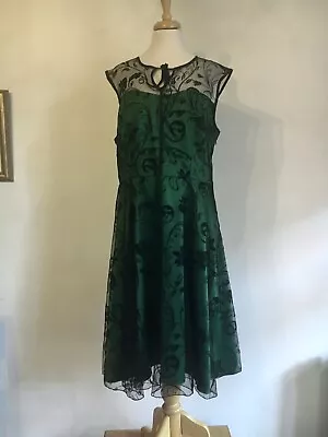 Lindy Bop Green Overlay Cocktail Wedding Sleeveless Midi Dress.  22  Worn Once • £12