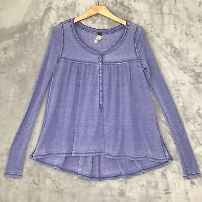 We The Free People Shirt Womens XS Kai Henley Thermal Top Lavender OB718244 • $32