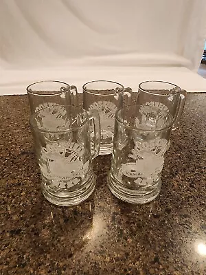 Set Of 5 Vintage Moosehead Canadian Lager Beer Heavy Mugs Glass Stein Canada Bar • $28.50