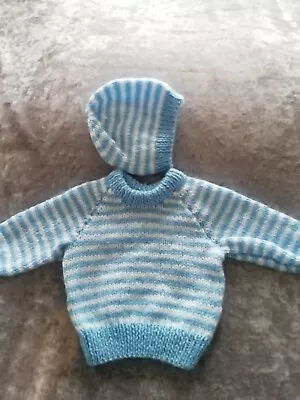 Baby Boy Hand Knitted Jumper And Hat / Baby Shower • £6.99