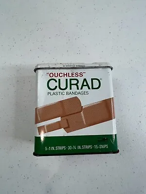 Vintage Curad Ouchless Assorted Plastic Bandage Tin BOX ONLY Hinged • $7.49
