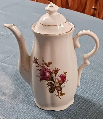 Vintage Moss Rose China Teapot Coffee Pot Japan Moss Rose Gold Trim 30 Oz. • $9.99