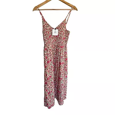 DRA Los Angeles Women's Smocked Elastic Midi Sundress Floral NWT Small • $24.95