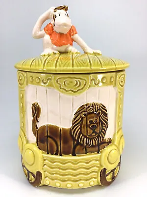 Circus Cookie Jar Lion Monkey National Silver Co Ceramic Japan Vintage • $29.99