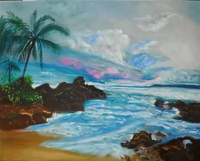 HAWAII ARTIST One Of A Kind  MAUI BEACH TREASURE   24 X30   Original Oil XL SIZE • $355