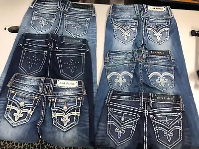 WHOLESALE  LOT OF 6 PAIRS ROCK REVIVAL WOMEN  Bootcut SIZE 26 INSEAM 33 • $133.01