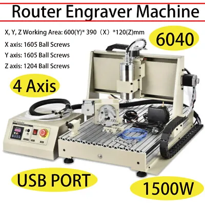 4 Axis USB CNC 6040 Router Engraver Engraving Drill Carving Machine 1500W AU • $1800