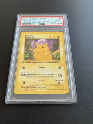 $250 • Buy 1999 Pokemon Pikachu 1st Edition Shadowless Yellow Cheeks 58 PSA 9 (Newly Graded