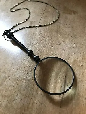 Antique Bronze Monocle Magnifying Glass Necklace - Brass/Bronze - Pendant Chain • $16.10