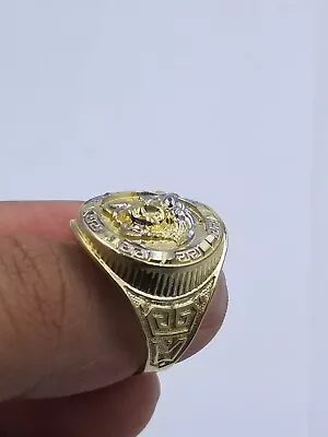 $343.98 • Buy Real 10k Yellow Gold Head Casual Mens Ring Diamond Cut Greek Lion Head 