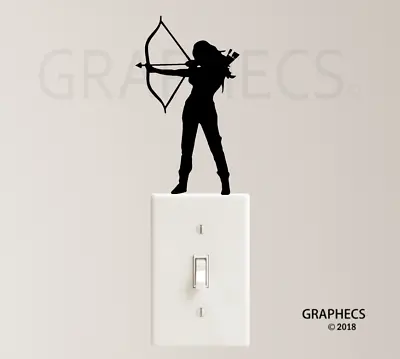 Archery Decal Vinyl Sticker Girl Bow And Arrow Warrior Light Switch Decor • $3.99