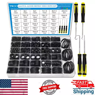 Universal Rubber O-Ring Metric Assortment Set Gasket Seal Kit 1440 Pcs 32 Size • $34.99