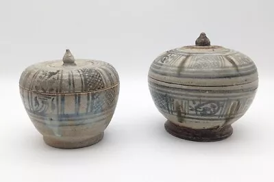 Vietnamese Anamese Blue On White Porcelain Jars Ceramic Vessel 15th-17th Century • $1074