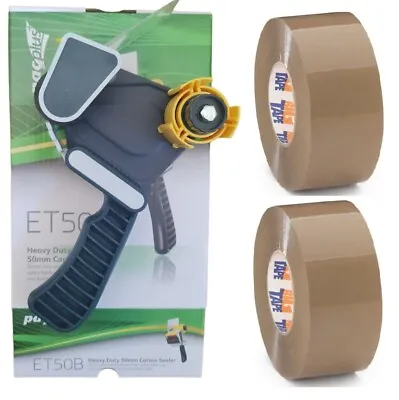 Heavy Duty Metal Hand Dispenser Gun +1 Roll Brown Parcel Tape 48MMx150M • £17.50