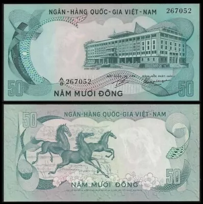 VIETNAM South 50 DONG P-30 1972  Running Horses  AUNC Currency Vietnamese NOTE • $9.99