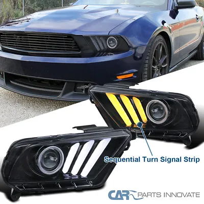 Fits 2010-2014 Ford Mustang Smoke Projector Headlights Sequential LED Signal DRL • $279.95