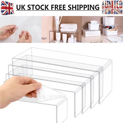 5x Acrylic Display Shelves-Clear Display Perspex Stands Risers Shelf Retail Shop • £17.98