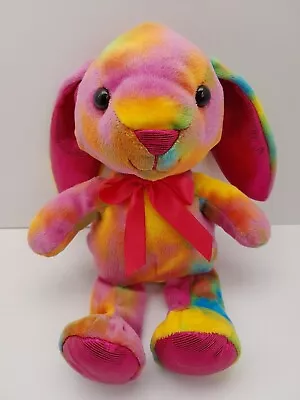 Hug & Luv Bunny Rabbit Stuffed Animal Plush Tie Dye Shiny Lop Ear Ribbon 11 Inch • $10.95