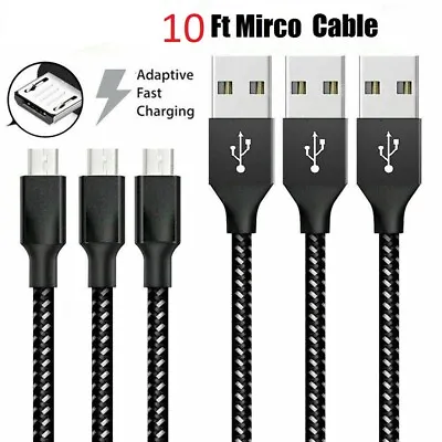 10Ft Micro USB 3.0 Fast Charger Data Sync Cable Cord Samsung Android LG HTC LOT • $3.81