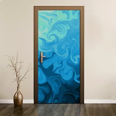 £43.95 • Buy Removable Door Sticker Mural Decal Painting Abstract Blue Waves Picture