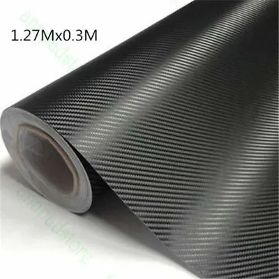 3D Premium Matte Black Carbon Fiber Vinyl Wrap 1.27X0.3M Roll Bubble New • $10.86