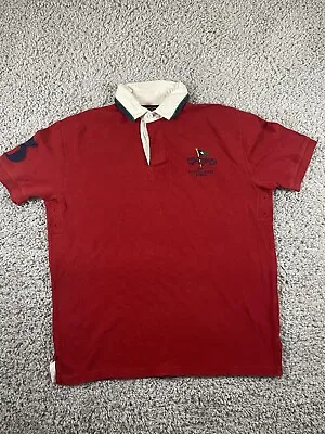 Ralph Lauren Polo Shirt Mens Medium Yacht Club RLPC Red Crest Short Sleeve Flag • $20.77