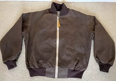 Schaefer Outfitter Oilskin Wax Rodeo Brown Bomber Jacket Size M • £79.95