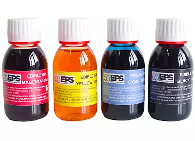 Edible Ink Refill Set - 4 X100ml For Canon Or Epson Printers (CMYK) • £13.95