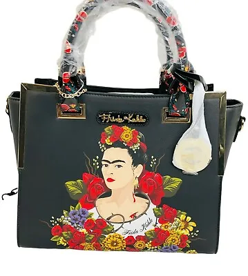 $76.46 • Buy NEW Frida Kahlo Floral Self Portrait Collection Satchel Purse Handbag Bag Black