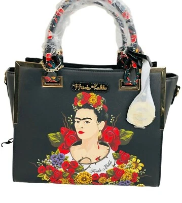 $76.46 • Buy NEW Frida Kahlo Floral Self Portrait Collection Satchel Purse Handbag Bag Black