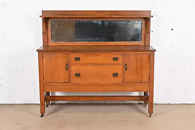 Lifetime Furniture Antique Mission Oak Arts & Crafts Sideboard Or Bar Cabinet • $3500