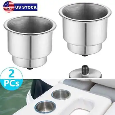 Stainless Steel Cup Drink Holders For Marine Boat Truck Car Camper RV W Drain X2 • $11.95