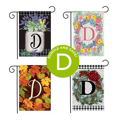 Seasons Monogram Letter D Garden Flag Bundle - Set Of 4 - 12.5  X 18  Gift Set • $19.99