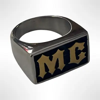 Men's Stainless Steel MC Letter Biker Ring USA Seller • $11.99