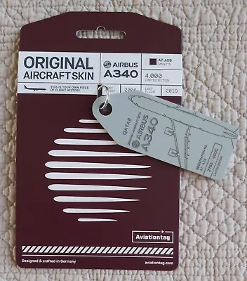 AIRCRAFT   SKIN  TAG   From  QATAR   AIRWAYS   -  AIRBUS 340 - A 7-AGB   -   NEW • £20