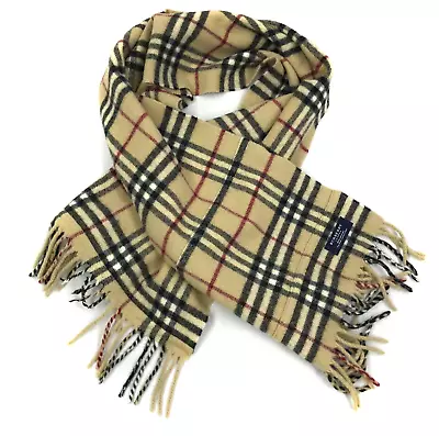 Burberry London Lambswool Scarf Beige Nova Check Tartan Plaid England Scarf • $1.23