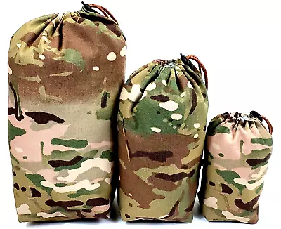 3-pk Tactical MULTICAM 300D Ripstop Nylon/Cordura Ditty Bag Stuffsack COMBO • $24.90